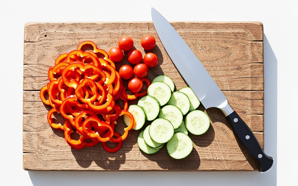 Frisches Gemüse in der Vorbereitung